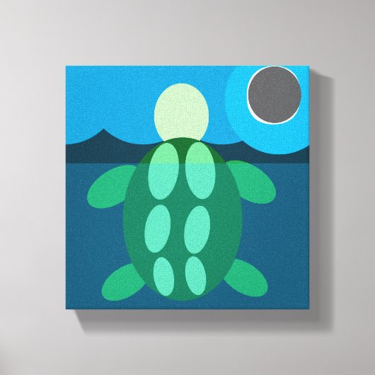 Midnight swim turtle on canvas afdruk (Voorkant)