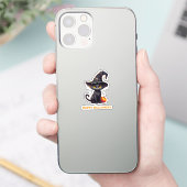 Midnight The Witchy Black Cat Halloween Sticker (Telefoon)