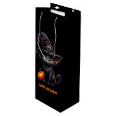 Midnight The Witchy Black Cat Halloween Wijn Cadeautas (Voorkant Gekanteld)