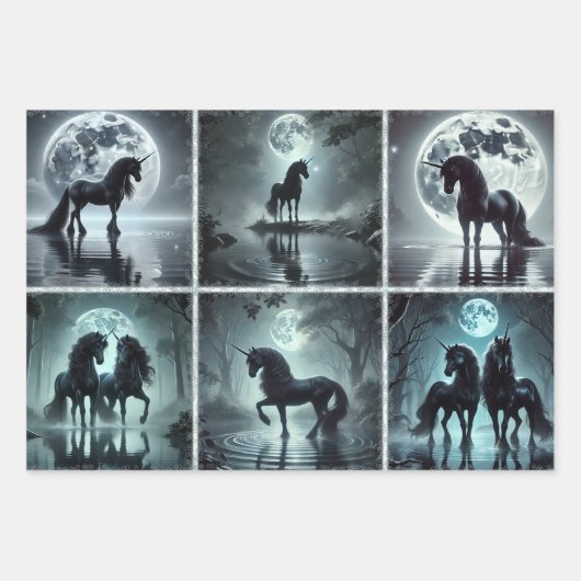 Midnight Unicorns inpakpapier (Voorkant)