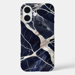 Midnight Veins – Abstract Luxe Marmeren Patroon iPhone 16 Hoesje