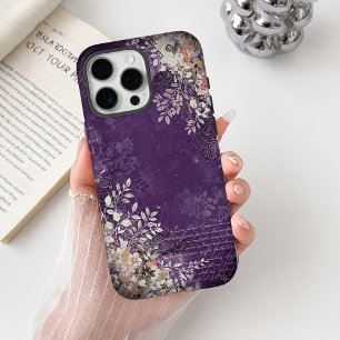 Midnight Violet Floral Charm iPhone 16 Pro Max Hoesje