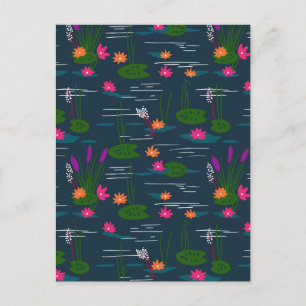 Midnight Whimsical Lotus Floral Garden Feestdagenkaart