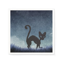 Midnight Whiskers & Moonlit Mischief Paper Napkin