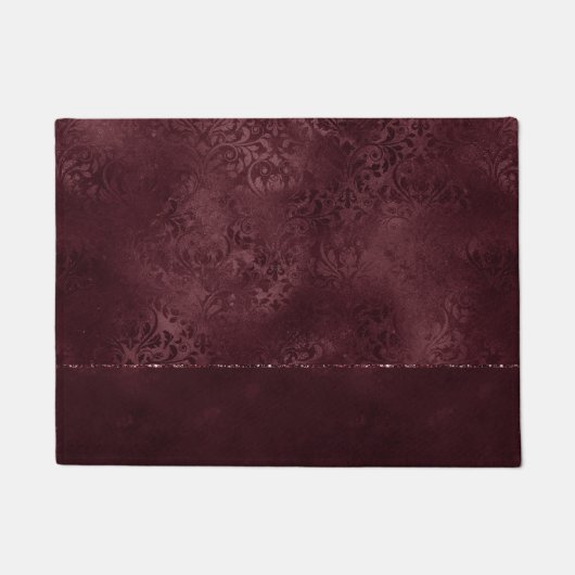 Midnight Wine Romance | Dark Satiny Grunge Damask Deurmat (Voorkant)