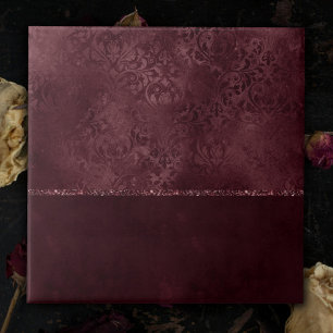 Midnight Wine Romance Dark Satiny Grunge Damask Tegeltje