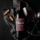 Midnight Wine Romance | Satiny Grunge Damask Favor Wijn Etiket