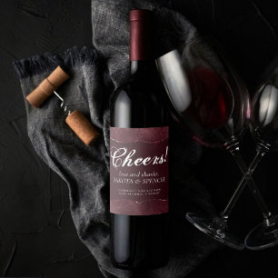 Midnight Wine Romance   Satiny Grunge Damask Favor Wijn Etiket