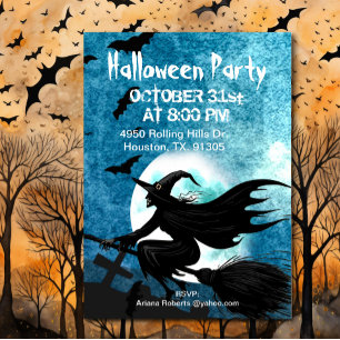 Midnight Witch Halloween-feest Kaart