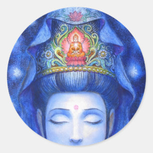 Midnight Zen Meditation Kuan Yin Ronde Sticker