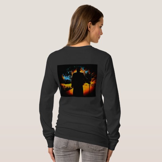 Midnite in het Pianotorium Dames Lange Mouw T-shirt (Achterkant volledig)