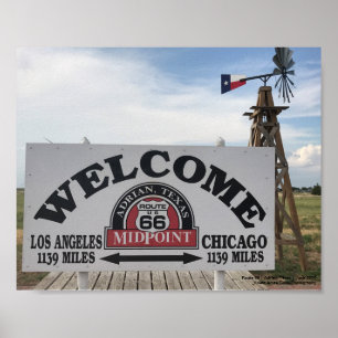 Midpunt van Route 66   Adrian, Texas Poster
