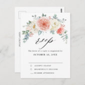 Midsummer Peach Pastel Roze Bloemen Huwelijk RSVP Briefkaart (Voorkant / Achterkant)