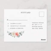 Midsummer Peach Pastel Roze Bloemen Huwelijk RSVP Briefkaart (Achterkant)