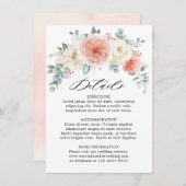 Midsummer Peach Pastel Roze Bloemen Trouwdetails Informatiekaartje (Voorkant / Achterkant)