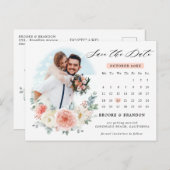 Midsummer Peach Pastel Roze kalender Bewaar de dat Briefkaart (Voorkant / Achterkant)