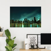 Midtown Manhattan skyline at Night Lights, NYC Poster (Thuiskantoor)