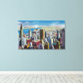Midtown Skyline Uitzicht naar de oostelijke rivier Canvas Afdruk (Insitu (Houten vloer))
