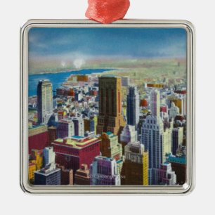Midtown Skyline Uitzicht naar de oostelijke rivier Metalen Ornament
