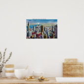 Midtown Skyline Uitzicht naar de oostelijke rivier Poster (Keuken)
