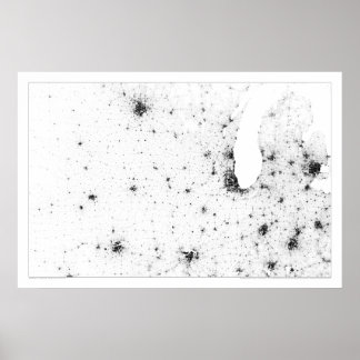 Midwest Railroad Constellation Census Dotmap Poster