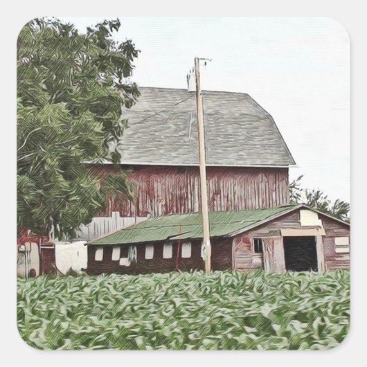 Midwest Weathered Barn Farming Stickers (Voorkant)