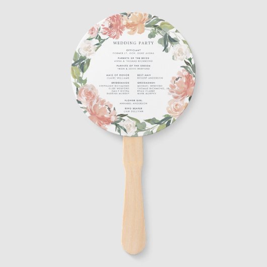 Midzomer bloemenbruiloft programma handwaaier (Achterkant)