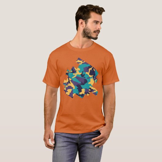Midzomer Camo Pattern Digital Sketch T-shirt (Voorkant volledig)