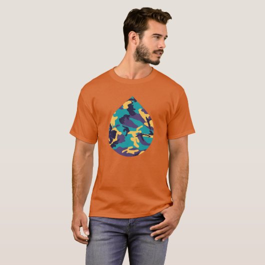 Midzomer Camo Pattern Teardrop T-shirt (Voorkant volledig)