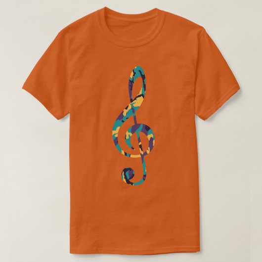 Midzomer Camo Pattern Treble Clef T-shirt (Design voorkant)