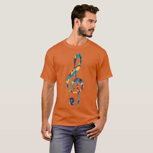 Midzomer Camo Pattern Treble Clef T-shirt (Voorkant volledig)