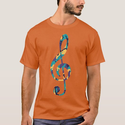 Midzomer Camo Pattern Treble Clef T-shirt (Voorkant)