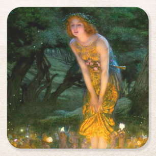 Midzomer Eve Edward Robert Hughes Vierkante Kartonnen Onderzetter