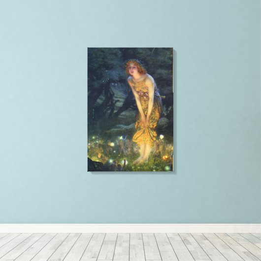 Midzomer Eve Pre-Raphaelite Art Canvas Print (Insitu (Houten vloer))