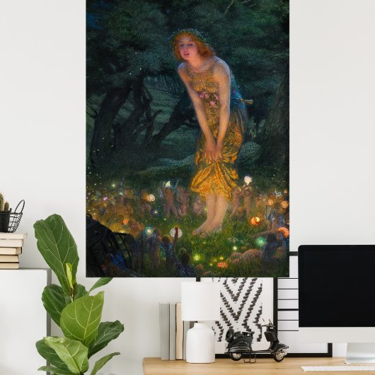 Midzomer Eve van Edward Robert Hughes Poster (Thuiskantoor)