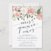 Midzomer Floral | Elegant Waterverf Quinceanera Kaart (Voorkant)