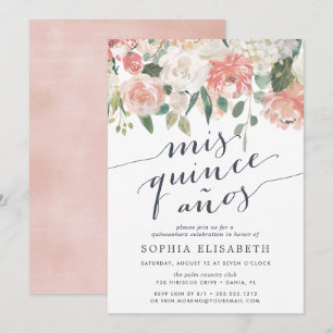 Midzomer Floral   Elegant Waterverf Quinceanera Kaart