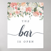 Midzomer Floral "The Bar is Open" Weddenschap Poster (Voorkant)