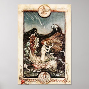Midzomer Night's droom van Mermaids Arthur Rackham Poster