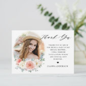 Midzomer Peach Pastel Pink Floral Vrijgezellenfees Bedankkaart (Staand voorkant)