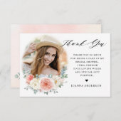 Midzomer Peach Pastel Pink Floral Vrijgezellenfees Bedankkaart (Voorkant / Achterkant)