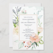 Midzomer Romantische Waterverf Florals Weddenschap Kaart (Voorkant)