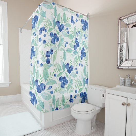 Midzomer Rustic Blueberry Berry Summer Pattern Douchegordijn (In situ)