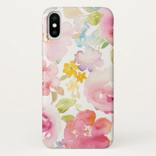Midzomer Waterverf Roze Floral iPhone X Hoesje