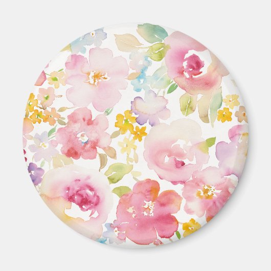 Midzomer | Waterverf Roze Floral Magneet (Voorkant)