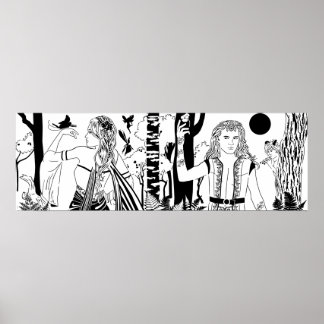 Midzomernacht Dream B&W 36-inch x 12-inch Poster