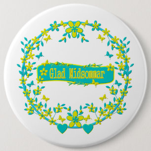 Midzomersymbool zweden ronde button 6,0 cm