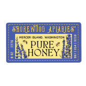 Miel 2" x 3,75" Lavande et Étiquette d'abeille jau (Devant)
