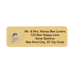 Miel abeille et Étiquettes de adresse de fleurs