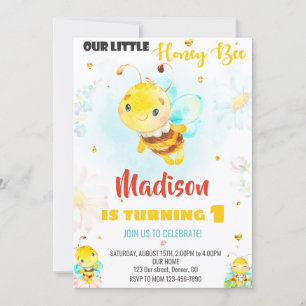 Miel abeille invitation d'anniversaire Bee invitat